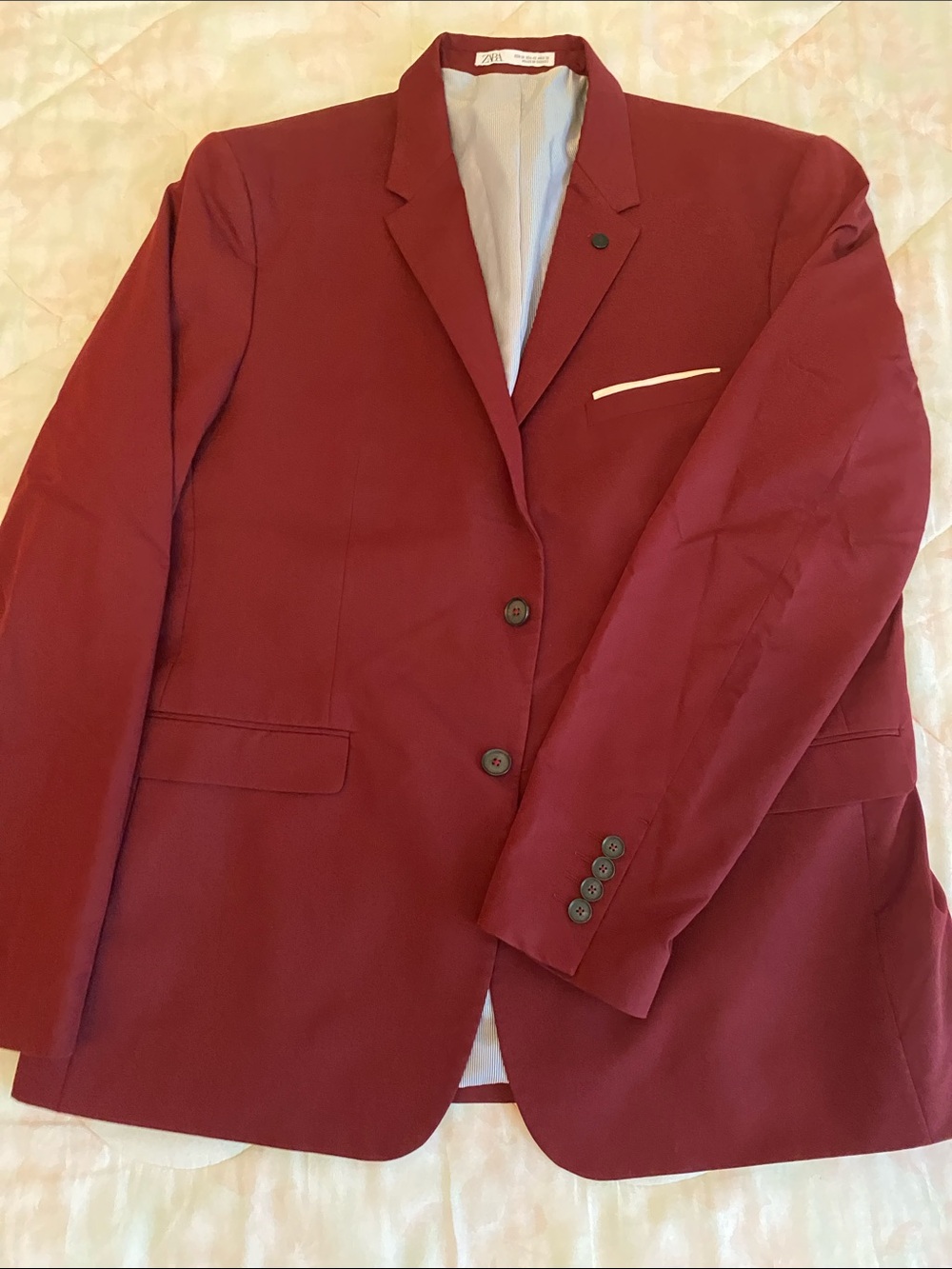 Zara Men's Burgundy Two-Button Blazer